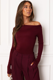 Jasmine Burgundy Asymmetrical Long Sleeve Top