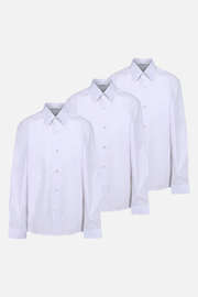 3 Pack Long Sleeve Slim Fit Easy Iron School Shirts White (3-16+ Years)