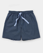 Blue Cotton Fleur De Lys Printed Lounge Shorts