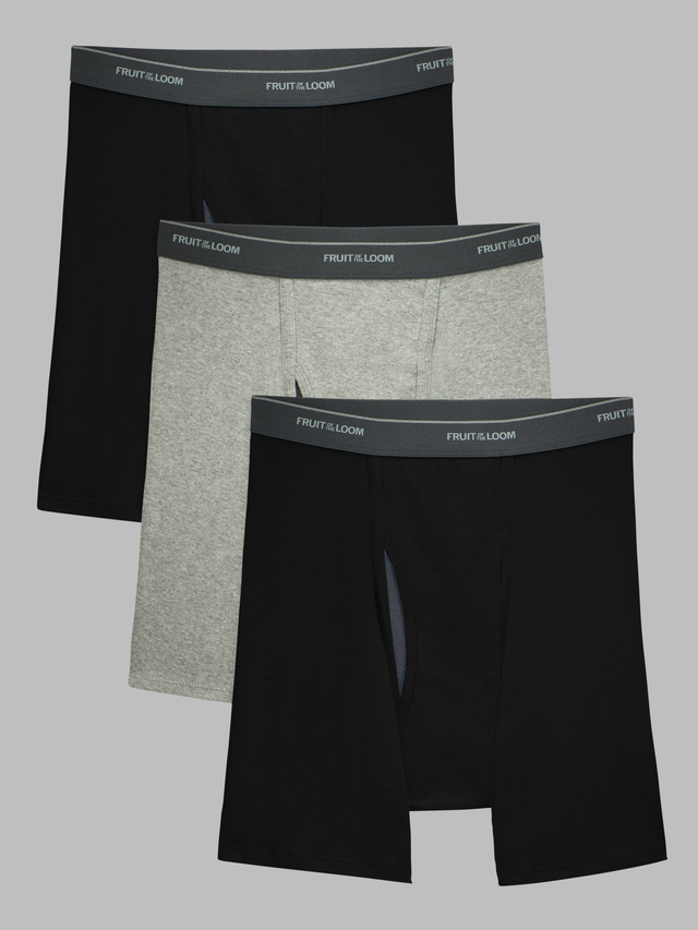 Men'sEversoft®  CoolZone® Fly Boxer Briefs, Black and Gray 3 Pack