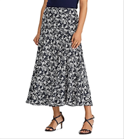 Ralph Lauren Women's Varizi Floral Print Office a Line Skirt Navy Size 6