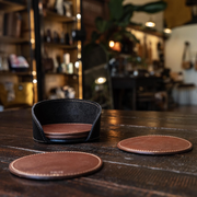 Coaster Holder – Fine Leather Holder in Round or Square
