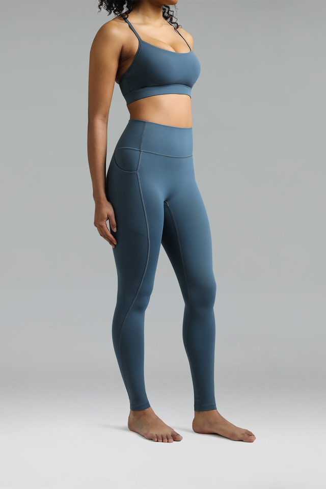 Dreamlux High Waisted No Front Seam Workout Full Length Leggings 28" w/Pockets