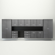 Flow Wall 13 Piece Jumbo Cabinet Workstation - Graphite/Black