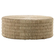 Paula Coastal Beach Brown Woven Pandan Rope Drum Round Coffee Table