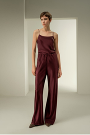 Straight-Leg Silk Satin Pants