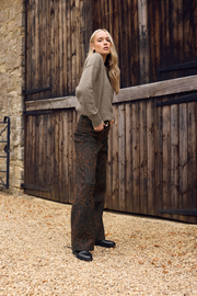 LTS Tall Chocolate Brown Leopard Print Wide Leg Jeans