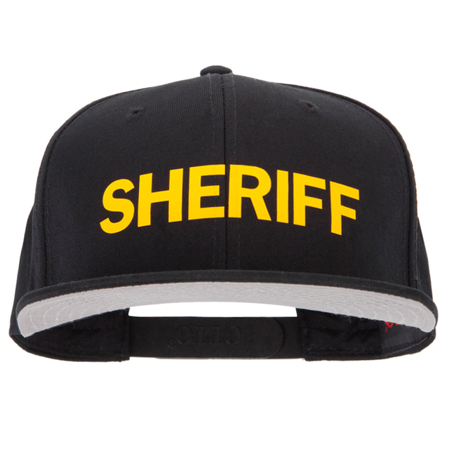Sheriff Letter Design Heat Transfer Superior Cotton Twill Flat Bill Snapback Cap