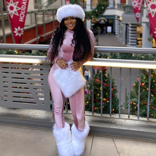 Fluffy Faux Fur Boots with Matching Headband and Wristlet Bag Set