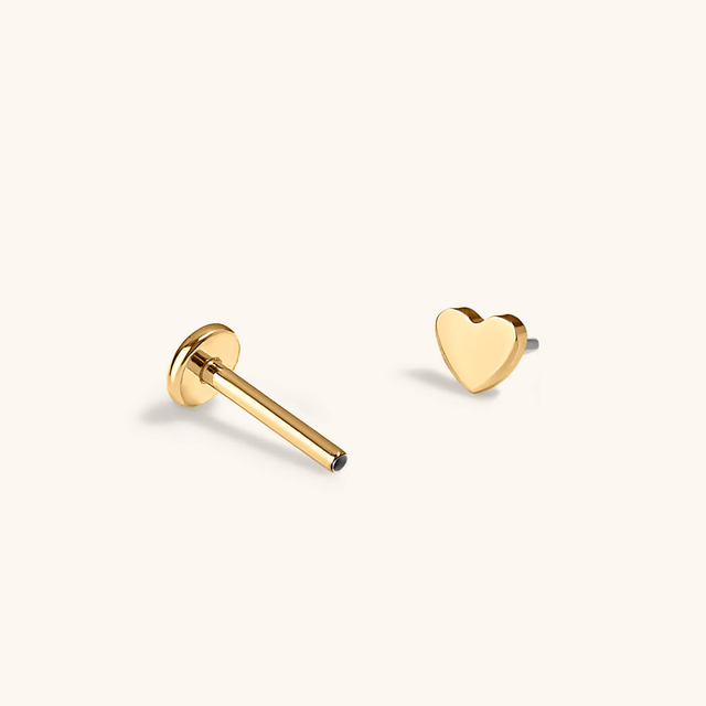 Classic Heart Push Pin Flat Back Earring