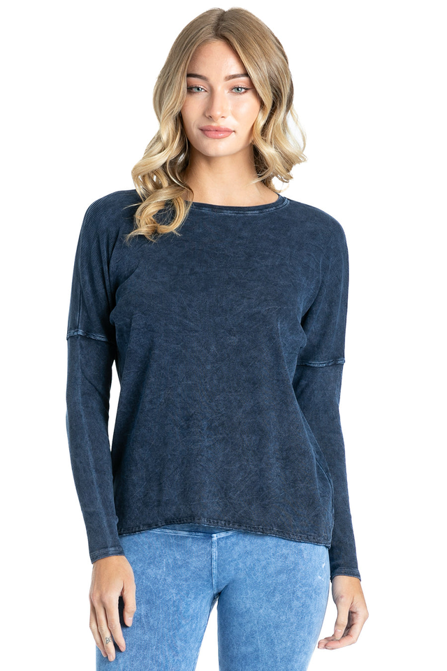 Long Sleeve Float Hem Ribbed Tee