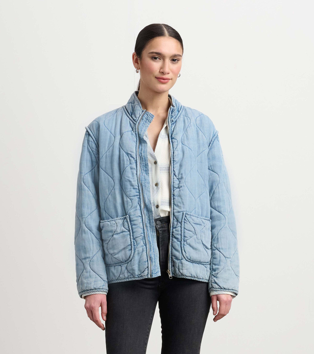 Quilted Tencel Jacket - Washed Blue