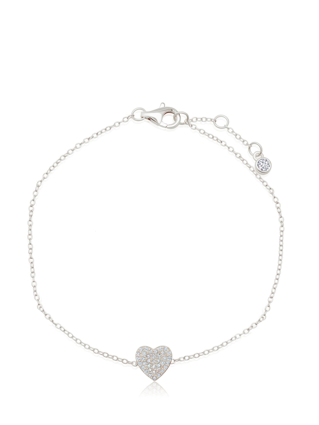 Pave Heart Bracelet Finished in Platinum