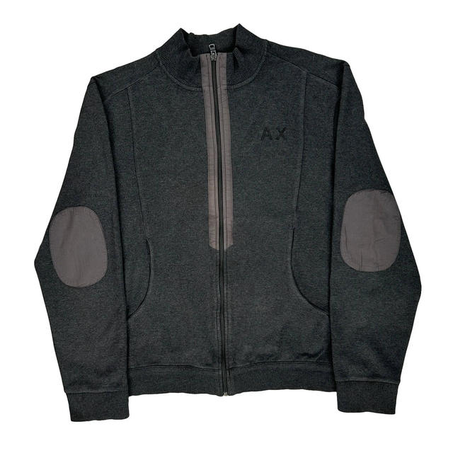 Armani Exchange Zip Up - Large Grey Cotton Blend