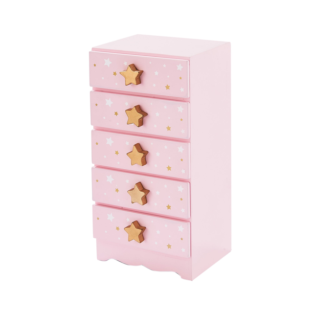 Fantasy Fields Kids Fashion Star Prints Renee Jewelry Box with 5 Small Drawers, Pink -Final Sale