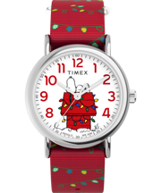 Timex x Peanuts Weekender Holiday 38mm Fabric Strap Watch