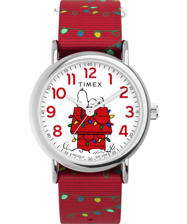 Timex x Peanuts Weekender Holiday 38mm Fabric Strap Watch