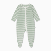 Sage Stripe Ribbed Clever Zip Sleepsuit