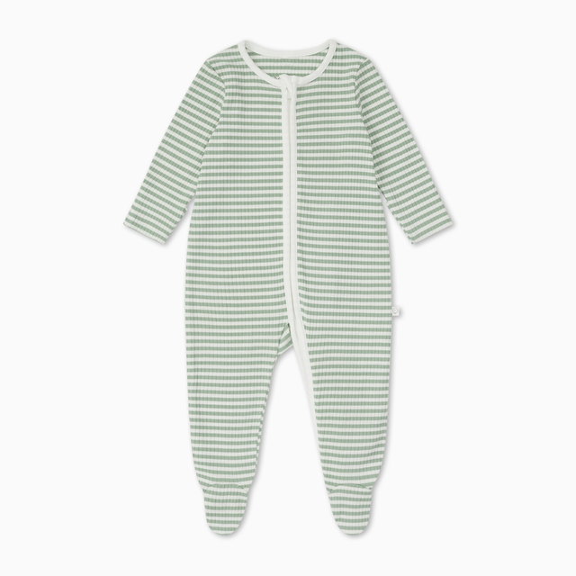 Sage Stripe Ribbed Clever Zip Sleepsuit