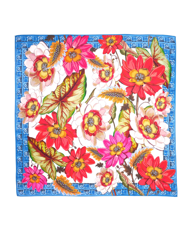 Tropical Floral 35" Silk Square Scarf