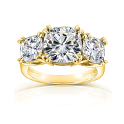5ct Cushion 3-Stone Basket Ring (Kobelli Grown Diamond Option Available)