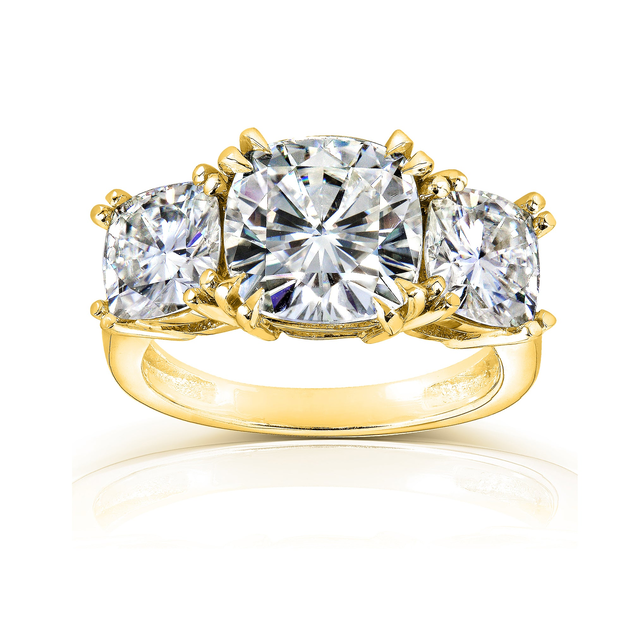 5ct Cushion 3-Stone Basket Ring (Kobelli Grown Diamond Option Available)