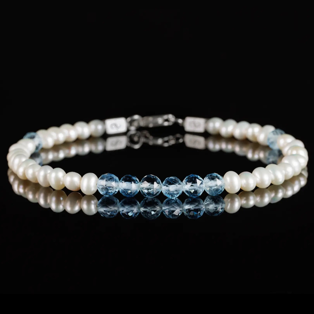 Aquamarine - Pearl Bracelet 7.5 carat (4-5.5mm)
