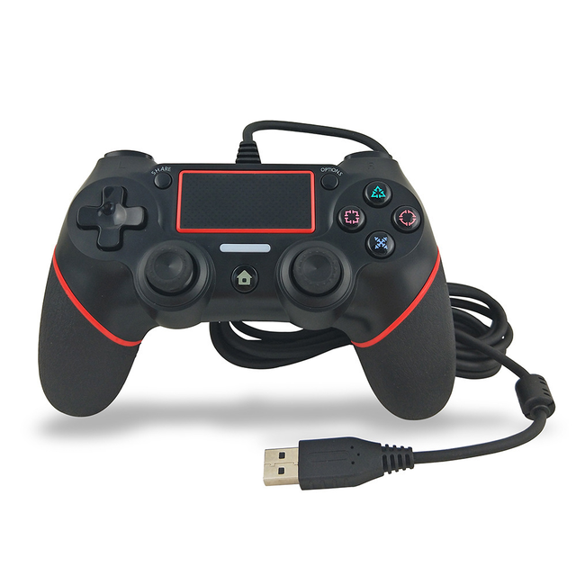 Wholesale Wired Vibration Game Controller Professional USB PS4 Gamepad for PS4 Black red From China