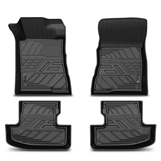 Front and Rear Floor Liners; Black (15-26 Mustang)
