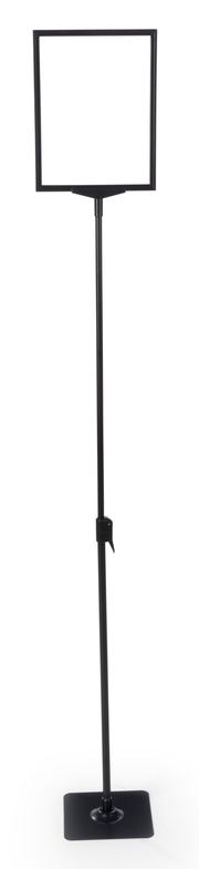 8.5" x 11" Floor Standing Sign Holder, Top Insert, Height Adjustable - Black