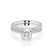 2 ct. tw. Elongated Cushion Halo Bridal set in 14k White Gold