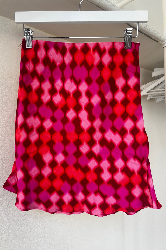 Elastic Waist Mini Skirt Petal Check Sample