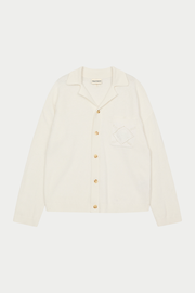 CROCHET KNITTED EMBLEM POCKET SHIRT - OFF WHITE