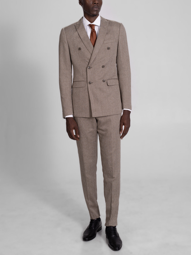 Oak Brown Herringbone Double Breasted Suit (Coming Soon)