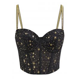 Midnight Charm Golden Stars Bustier Top