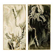 Marbled Prints with Gold Frame, Set of Two, Modern Chic Design - A&B Home