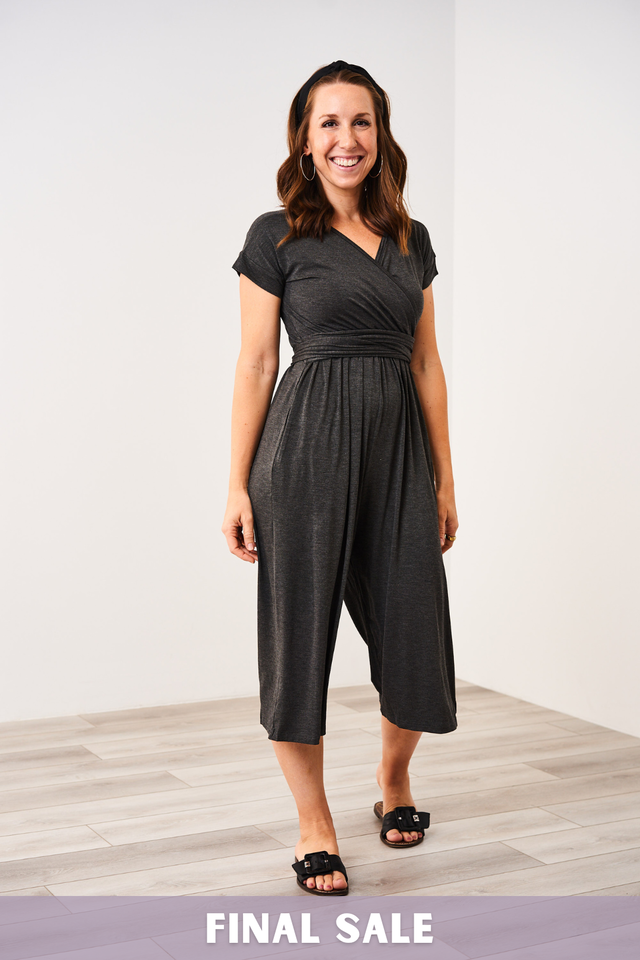Latched Mama V-Neck Nursing Jumpsuit- Final Sale