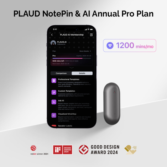 PLAUD NotePin & AI Pro Plan