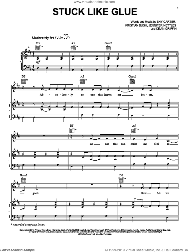 Stuck Like Glue sheet music for voice, piano or guitar (PDF)