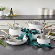 Cuisinart 8PC Stainless Steel Cookware Set 500F Matte White Brushed Gold