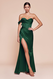 Ladivine 7448 Dress One Shoulder Satin Corset Gown