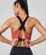 Power V-Neck Cross Back Padded Running Bra | Women's High Support Sports Bra
