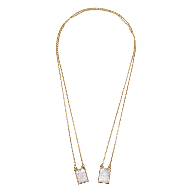 Pearlized Scapular Gold Necklace
