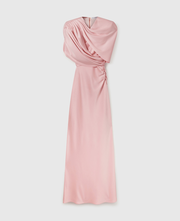 Satin Wrapped Short-Sleeve Maxi Dress