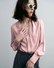 Chic Deep V-Neck Silk Blouse