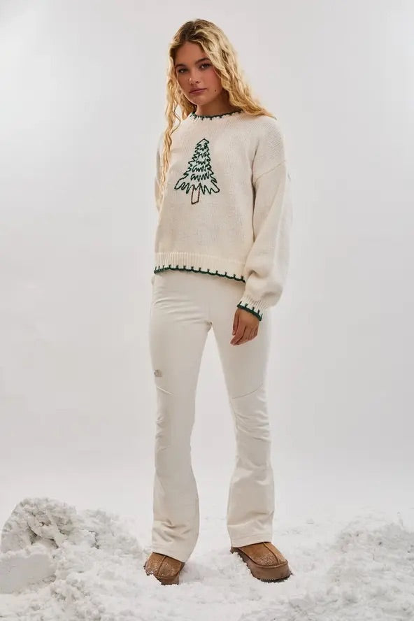 Christmas Tree Embroidered Sweater