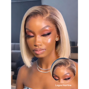 Lagos Hairline #4/613 Ombre Blonde Straight 13x4 Short Cut Bob Wigs Human Hair
