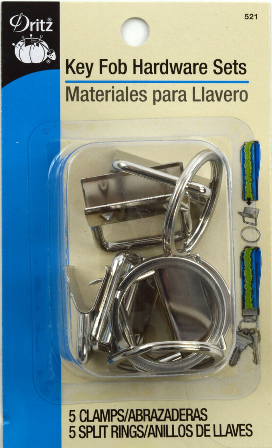 Dritz 1" Key Fob Hardware Set - Bonus Pack, Nickel, 5 Sets