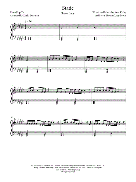 Dario D'aversa "Static" Sheet Music (Piano Solo) in Eb Minor - Download & Print