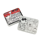 Snoopy Joe Cool White and Gray Faux Leather Bifold Wallet in Tin